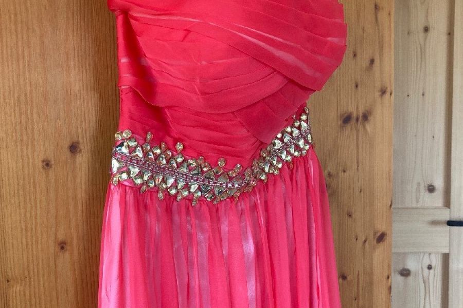 Korallrotes Ballkleid ohne Ärmel - Bild 3