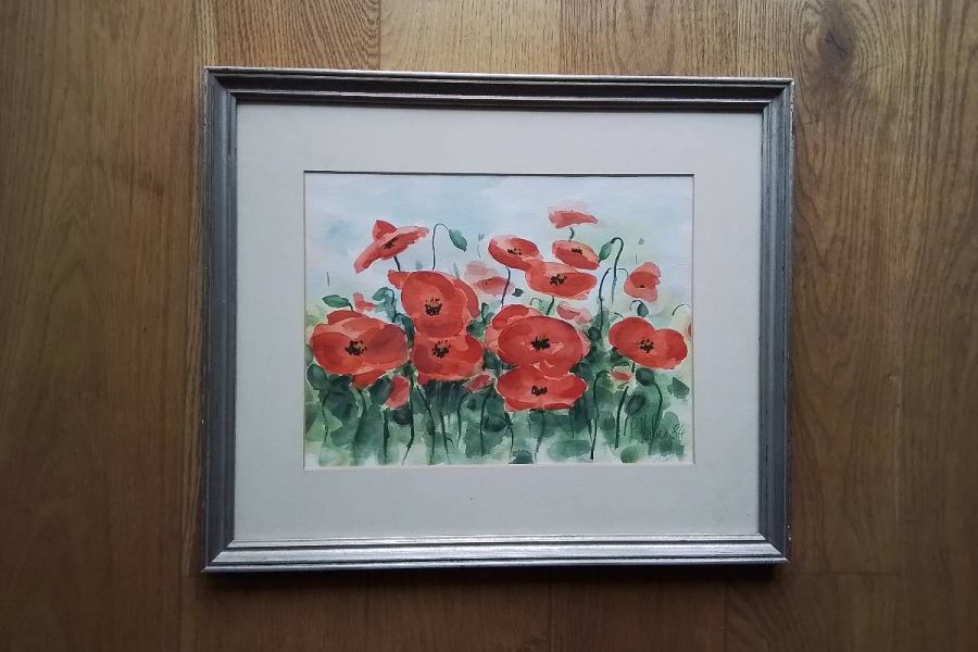 Aquarell Mohnblumen auf Pappe - Bild 2
