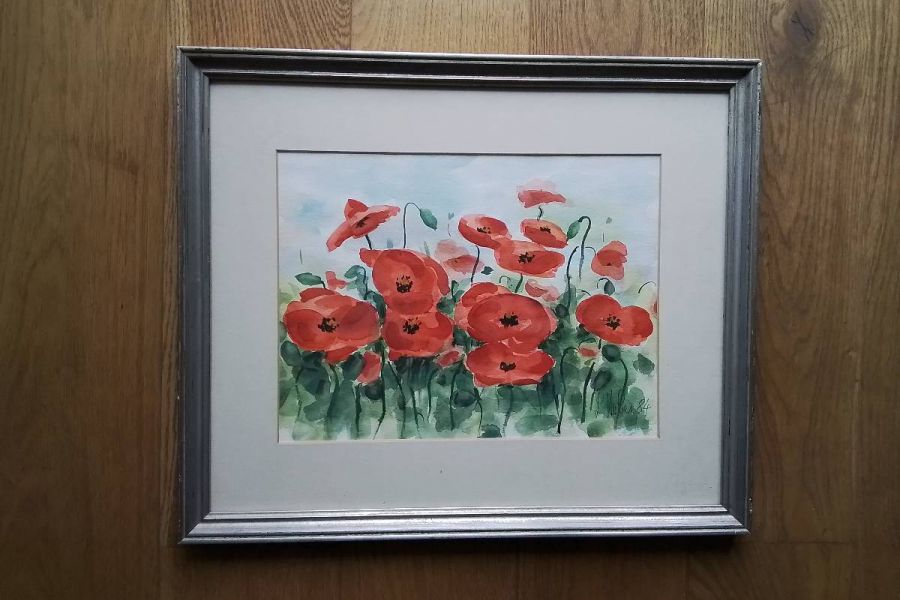 Aquarell Mohnblumen auf Pappe - Bild 4