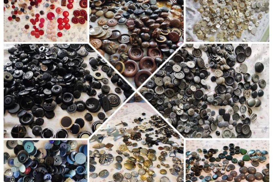 Farbige Vintage-Knöpfe: Blau, Schwarz, Grau, Rot, Grün, Weiß un - Bild 1
