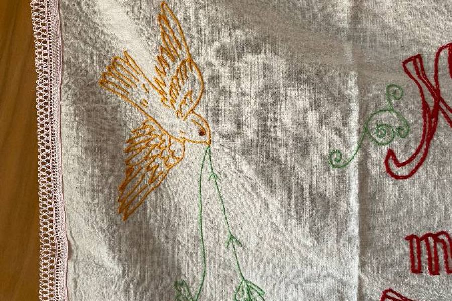 Stoffwandbild  handbestickt für Stube oder als Deko - Bild 2