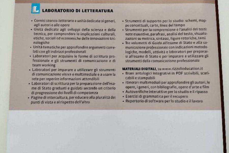Verkaufe Italiensich Schulbuch (laboratorio di letteratura) - Bild 1
