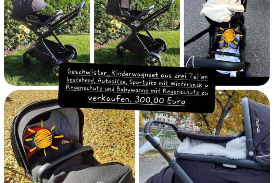 Geschwisterwagen mit babyschale - Bild 1