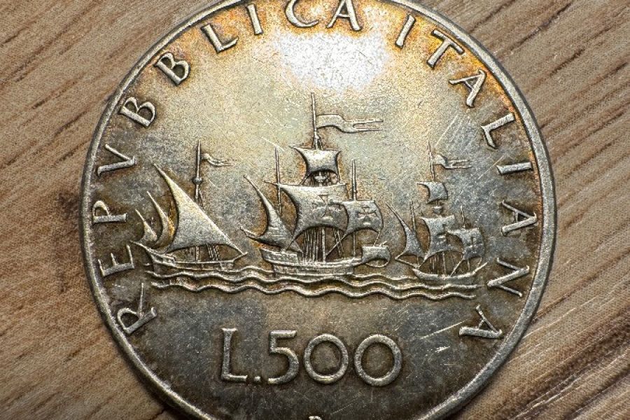 500 LIRE ARGENTO ANNO 1967 Tre Caravelle Repubblica Italiana - Bild 1