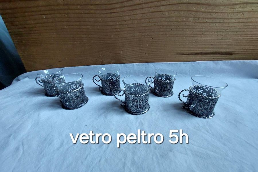 6 bicchierini vetro /peltro - Bild 1