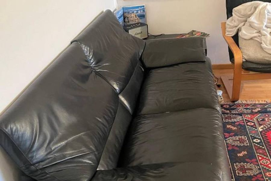 Schwarzes Ledersofa - Bild 3