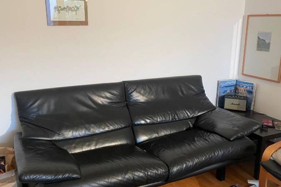 Schwarzes Ledersofa - Bild 4