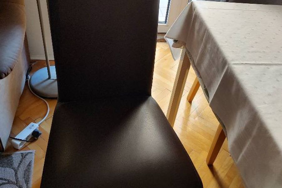4 Esszimmer-Stühle - Leder-Optik braun, Füsse Buche - Bild 3