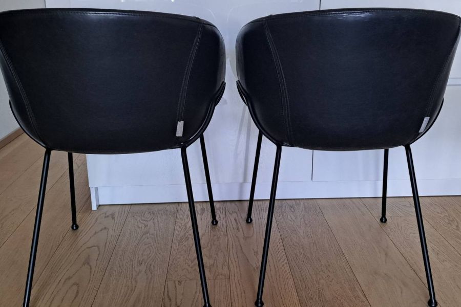 Zwei - Zuiver Feston Esszimmer-, Armlehnstühle – schwarz - PU Leder - Bild 2