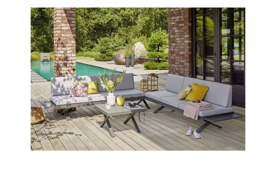 Gartensofa hellgrau/anthrazit - Bild 3