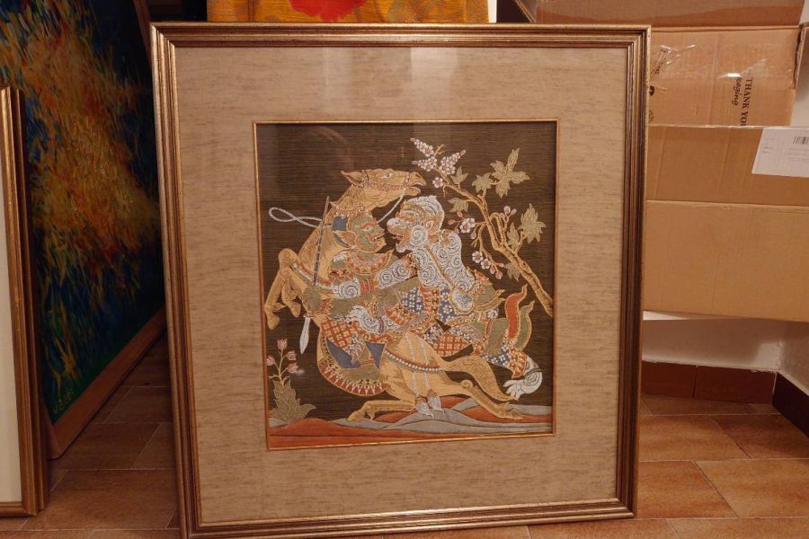 Thailändische Seidenmalerei, Vintage - Bild 2
