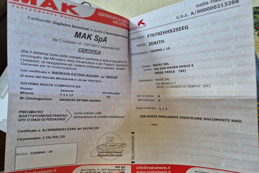 Original MAK Alufelgen mit Zertifikat, Modell "Zenith" - Bild 3