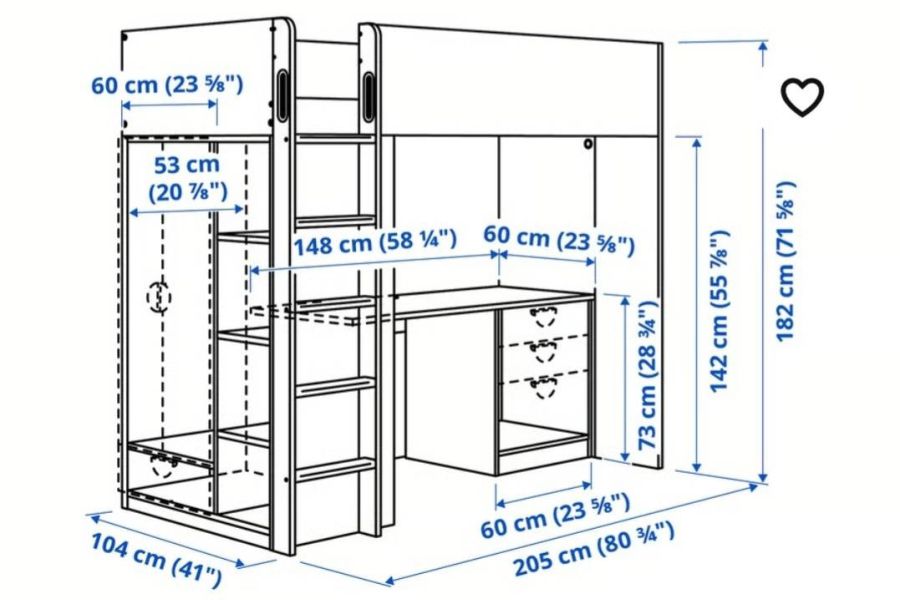 IKEA STUVA Hochbett Kleiderschrank Schreibtisch, letto a soppalco - Bild 4