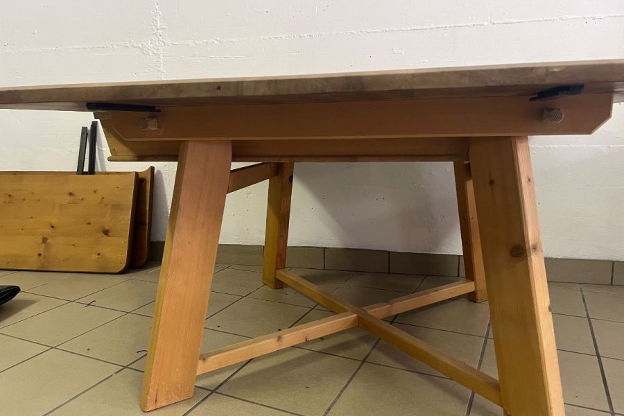Stubentisch massiv Nussholz, tischlergefertigt, mit Schublade+Verläng - Bild 4