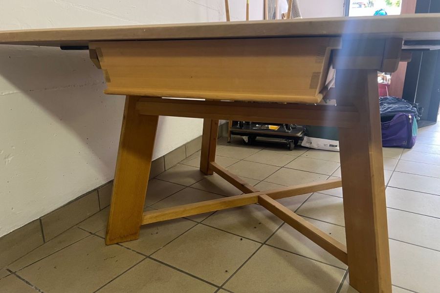 Stubentisch massiv Nussholz, tischlergefertigt, mit Schublade+Verläng - Bild 5