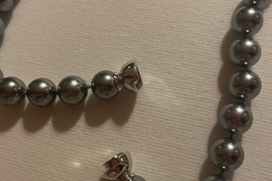 Perlenkette grau mit passendem Armband Pierre Lang - Bild 3