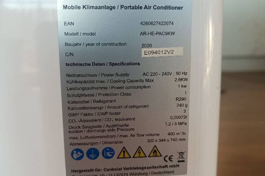 Mobile Klimaanlage 9000 BTU - Bild 5