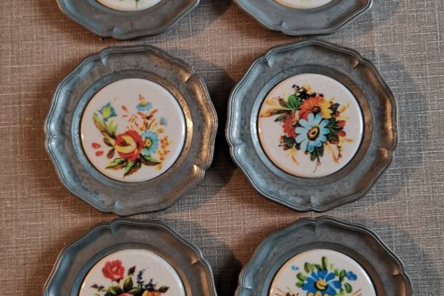 Zinnteller mit blumenmotiv - Bild 2