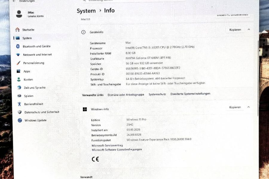 Gebrauchter iMac 13,1 v1.0 - Betriebssystem Windows 11 pro - Bild 2