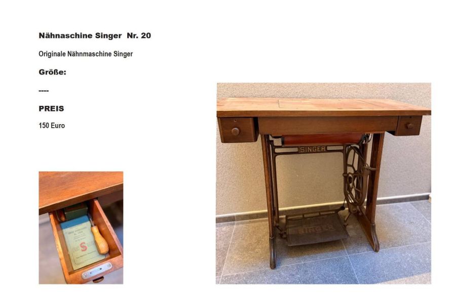 Nähnaschine Singer Nr. 20 Originale Nähnmaschine Singer - Bild 1