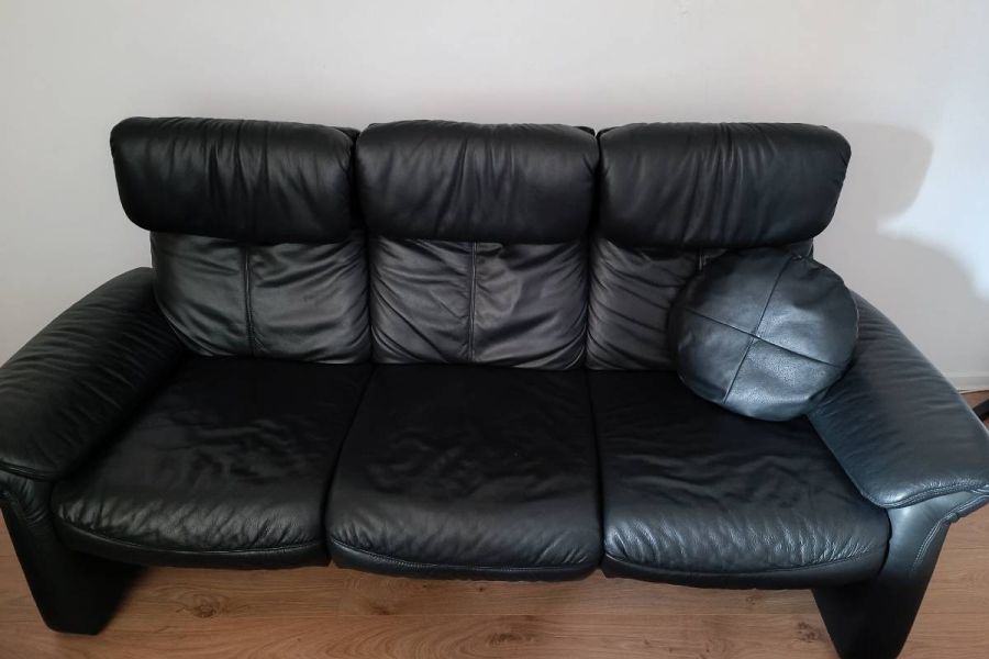 Schwarze Ledercouch 3-Sitzer - Bild 3