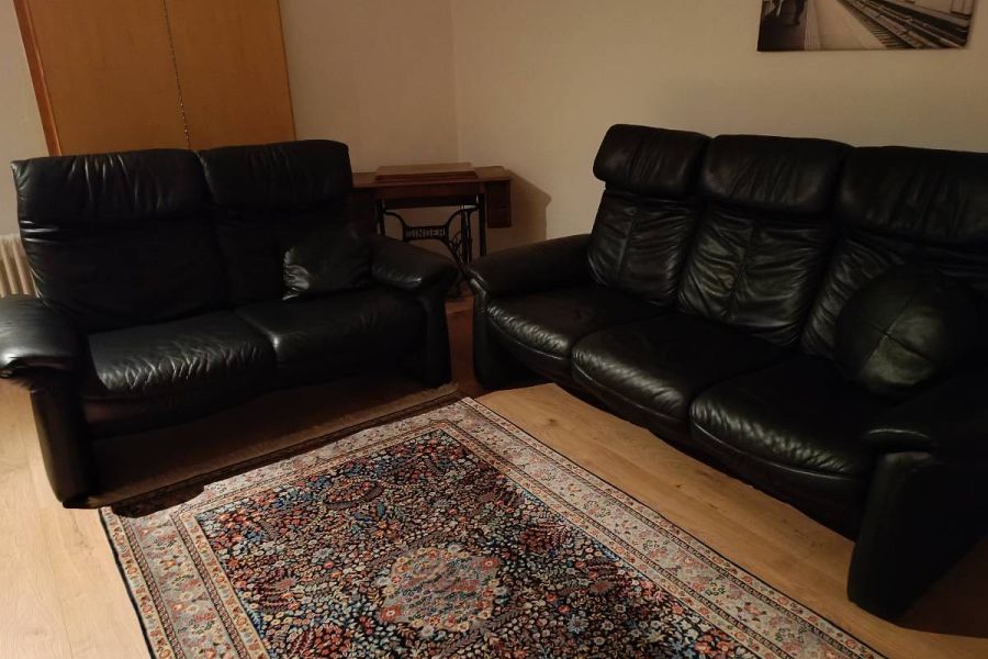 Schwarze Echtledercouch 3-Sitzer - Bild 3