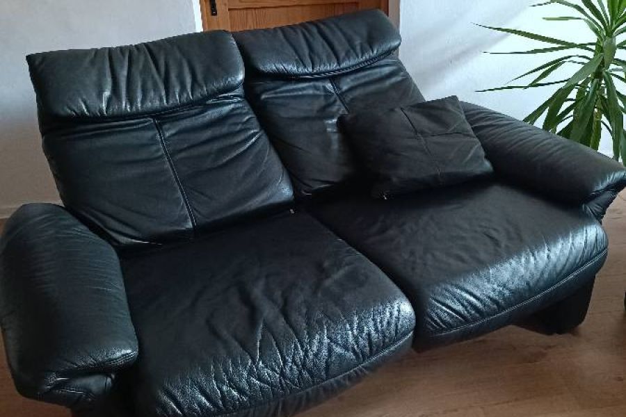 Schwarze Echtledercouch 2-Sitzer - Bild 3
