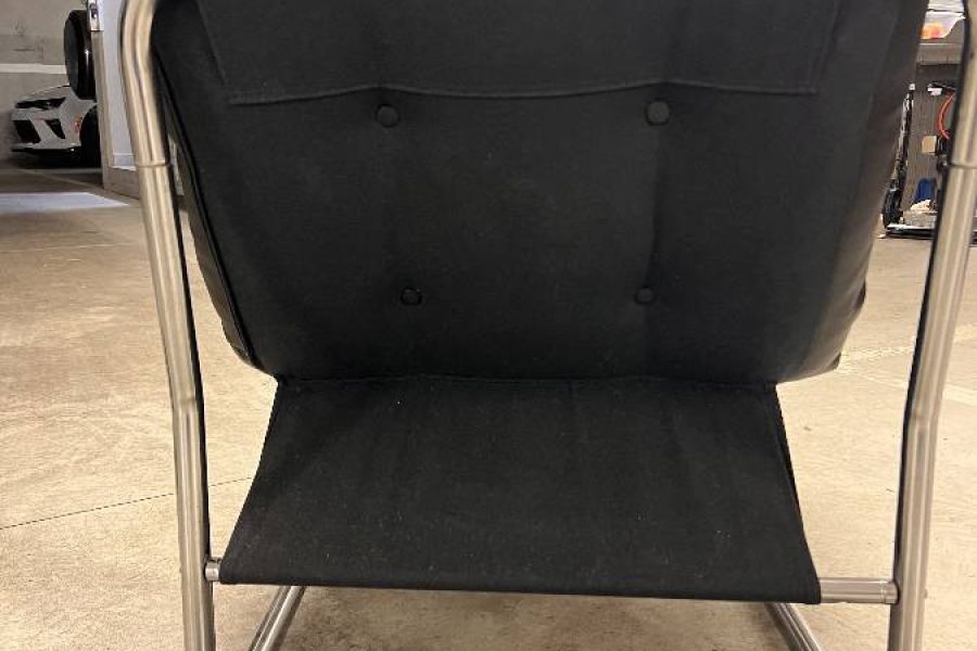 Vintage Lounge Chair Sessel Schwarz & Chrom | Bauhaus 70er 80er Stil - Bild 2