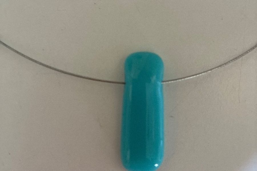 Kette mit silberdraht und türkisen Glas stein - Bild 2