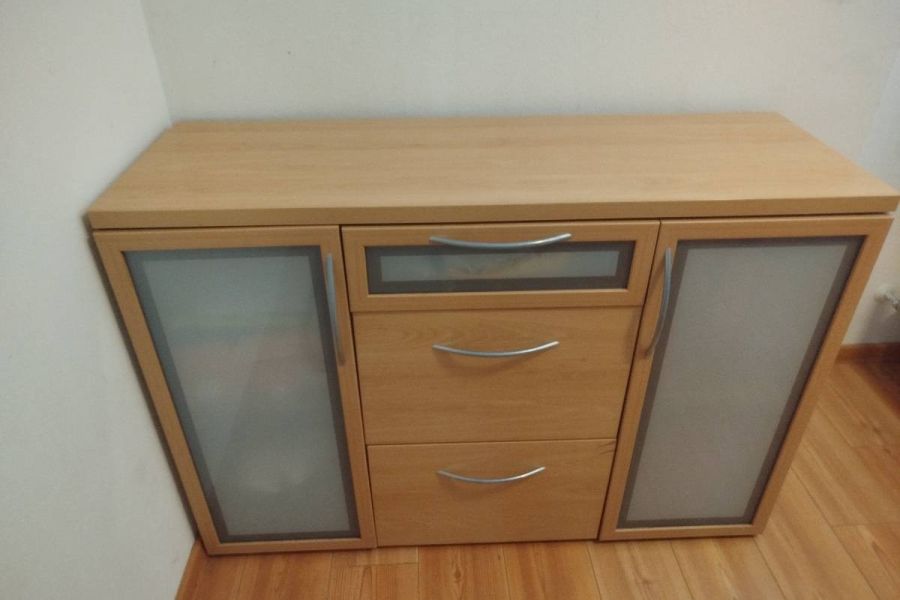 Kommode mit Milchglas, B125 H85 T42 cm - Bild 1